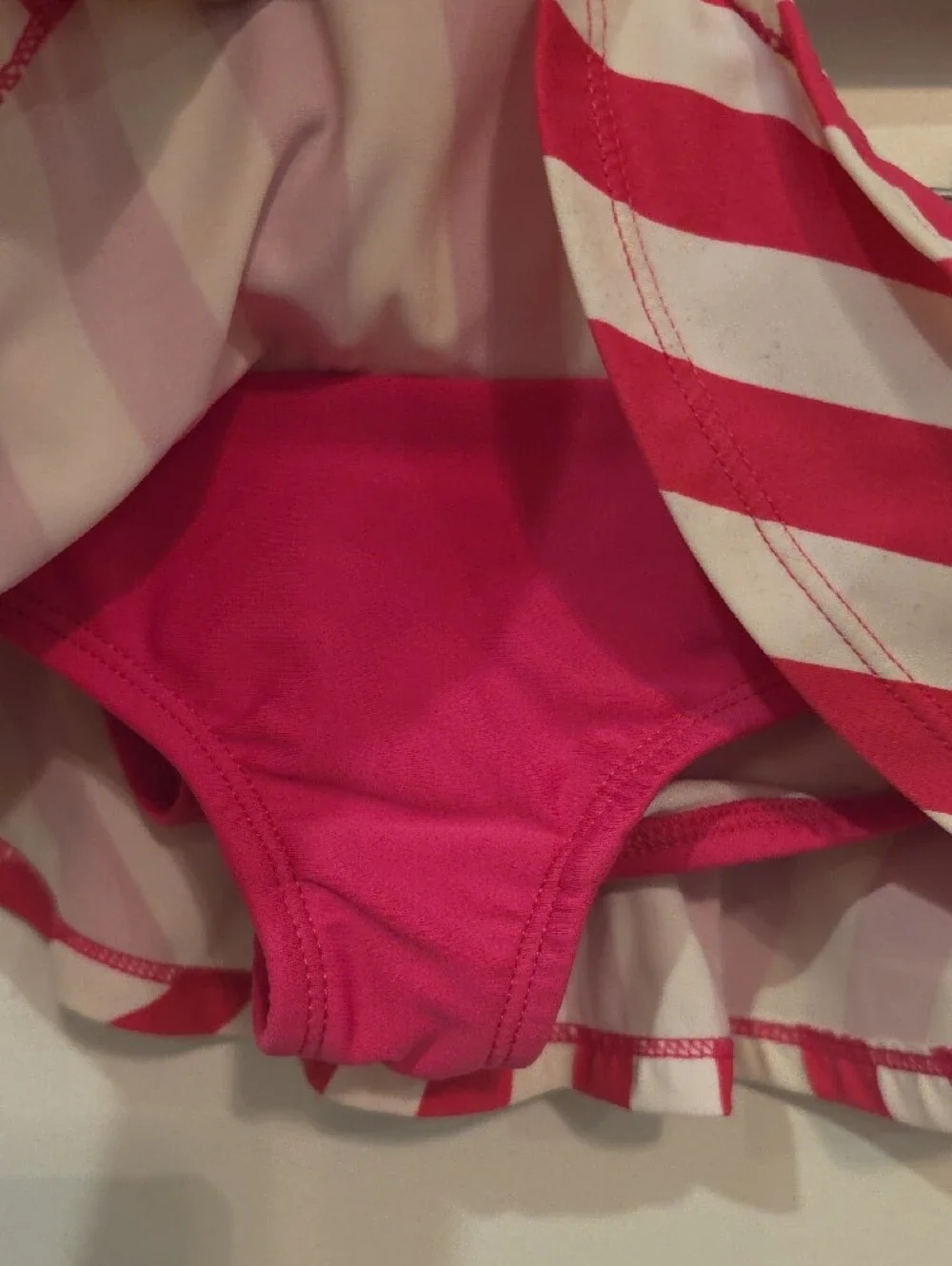 Hanna Andersson Hot Pink and White Striped Ruffle Swim Skirt Bottom